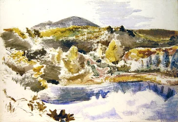 La piscina azul (acuarela sobre papel)