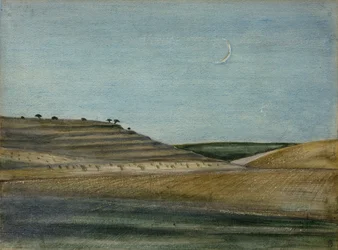 Su colina (lápiz, lápiz de color y acuarela)