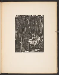 Winter Wood, ilustración de "Places. 7 estampas reproducidas a partir de planchas de madera diseñadas y grabadas por Paul Nash, con ilustraciones en prosa". Londres, William Heinemann