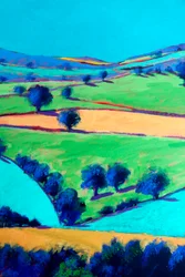Cotswold Valley #2 (detalle), 2024 (acrílico sobre tabla)