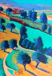 Looking West #5 (detalle), 2024 (acrílico sobre tabla)