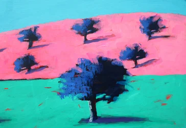 Pink Hills #3, 2022 (acrílico sobre tabla)