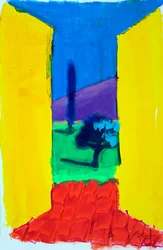 Yellow Shutters 2, 2024 (acrílico sobre papel)