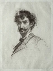 James McNeill Whistler con cerradura blanca y monóculo