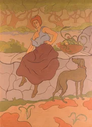 Mujer y perro con collar, c.1894-1895