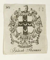 Exlibris para Isaiah Thomas (1749-1831), c. 1765-1770