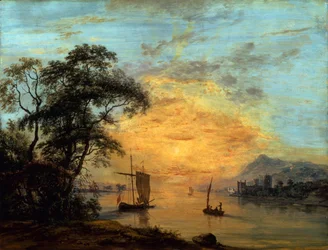 Un paisaje fluvial galés al atardecer.