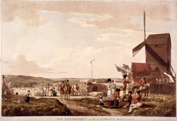 Campamento en Blackheath, Greenwich, Londres, 1780