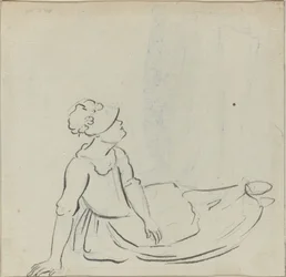 Niña con un sombrero reclinada [verso]