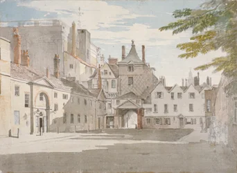 Scotland Yard con parte de la Casa de Banquetes, Whitehall, Westminster, Londres, c1776