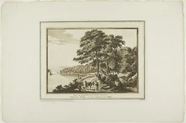 Vista del río Neath desde la casa en Briton Ferry en Glamorgan Shire, de Doce vistas en aguafuerte de dibujos tomados en el lugar en Gales del Sur