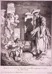 Mujer con un espectáculo raro, Gritos de Londres, 1760