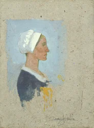 Una campesina bretona (gouache sobre tabla)