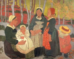 Bretones en el bosque de Huelgoat (óleo sobre lienzo)