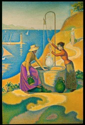 Mujeres en el pozo (óleo sobre lienzo)