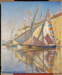 El puerto de St. Tropez, Francia (óleo sobre lienzo)