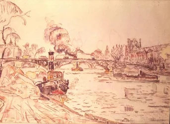 París con el Louvre y el Puente de las Artes