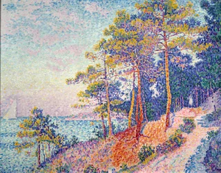 Saint-Tropez, el sendero de los aduaneros. Pintura de Paul Signac (1863-1935), 1905. Sol. 0,72 x 0,92 m. Grenoble, Musée des Beaux-Arts.