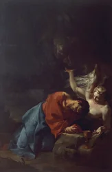 Cristo en el jardín, hacia 1750, de Paul Troger (1698-1762), óleo sobre lienzo, 241x157 cm