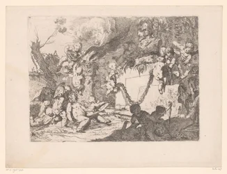 Putti en un santuario de Minerva