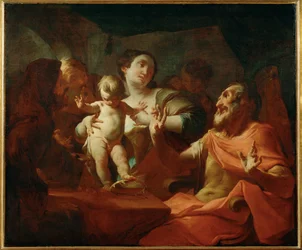 El joven Moisés ante el Faraón ... (pintura sobre lienzo)