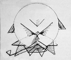 Autorretrato dibujo del poeta Paul Verlaine (1844-1896)