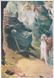 A cinco brazas de profundidad yace tu padre: de sus huesos están hechos de coral, ilustración de La Tempestad, 1908