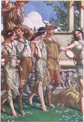 Juno, Ceres y la Máscara de las ninfas y el Segador, ilustración de La Tempestad, 1908