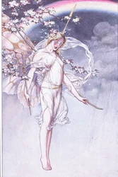 La Reina del cielo, cuyo arco acuoso y desordenado, espera el permiso de estos, ilustración de La Tempestad, 1908
