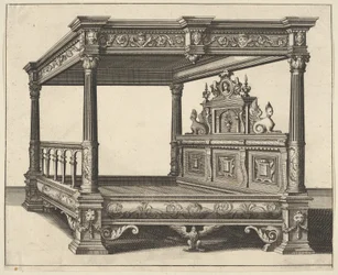 Cama con Dosel de Verscheyden Schrynwerck ... [Plusieurs Menuiseries ...], 1658