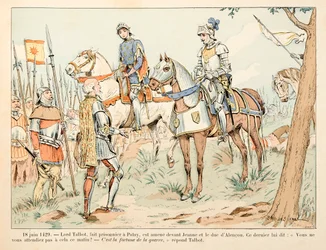 Ilustración tomada del libro Juana de Arco de Theodore Cahu e ilustrada por Paul De Semant (1855-1915): El 18 de junio