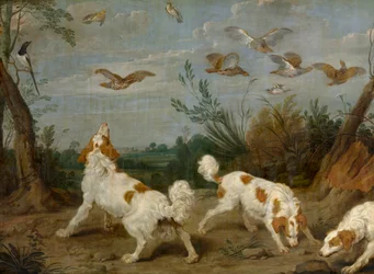 Caza de perdices (óleo sobre lienzo)