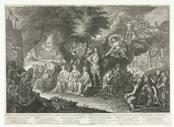Alegoría del rey Guillermo III como portador de la paz en Europa, 1697 Paz restaurada en Europa por el rey Guillermo III / Anno 1697 / La Paix retablie dans l