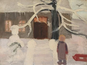 Niño en la nieve. Alrededor de 1905