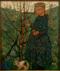Niño con conejo