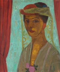 Autorretrato con sombrero y velo