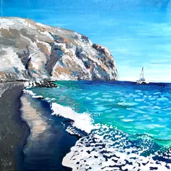Acantilados de la playa de arena negra