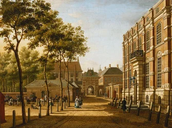 La Haya: la puerta de Maurits y el Binnenhof vistos desde el Plein, 1773