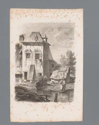 Vista de una casa en el agua Principios de los paisajes (título de la serie) Principios de paysages (título de la serie)