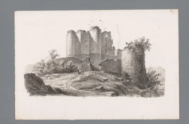 Vista de una ruina con torre Principios de los paisajes (título de la serie) Principios de paysages (título de la serie)