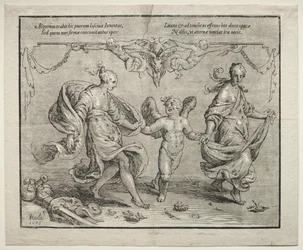 Cupido bailando con dos mujeres alegóricas, 1612