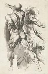 Estudio anatómico de tres figuras con los brazos extendidos
El libro de dibujos de Peter Paul Rubens (título de la serie)