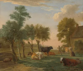 Vacas en un prado cerca de una granja
Vacas en un prado cerca de una granja