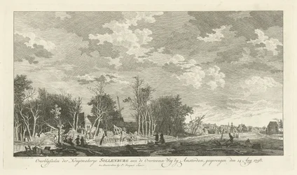 Ruina de la fábrica de pólvora de Sollenburg tras la explosión del 14 de agosto de 1758 Restos del kruytmakerye Sollenburg en Overtoomse Weg cerca de Amsterdam, saltado el 15 de agosto de 1758 (título sobre el objeto)