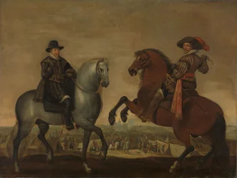 Los príncipes Maurits y Frederik Hendrik a caballo, c.1630-1635 (óleo sobre lienzo)