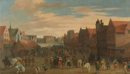 La disolución de los "Waardgelders" (mercenarios a sueldo del gobierno de la ciudad) por el príncipe Maurits en el Neude, Utrecht, 31 de julio de 1618