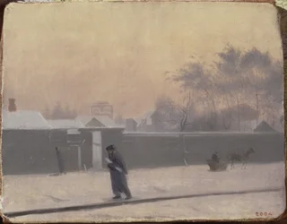 Calle invernal en la Isla Vasilievsky, San Petersburgo, c.1851