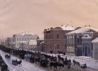 Tomsk, calle Magistratskaya durante el carnaval ruso de 1897, 1897