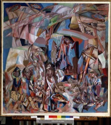 ""El barco de pesca"" (Un barco de pesca) Pintura de Pavel Nikolayevich Filonov (1883-1941) 1913-1914 Museo Estatal Ruso, San Petersburgo