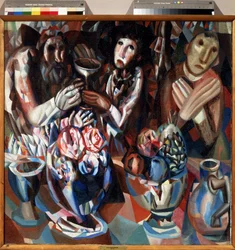 ""Tres en la mesa"" Pintura de Pavel Nikolayevich Filonov (1883-1941) 1914-1915 Museo Estatal Ruso San Petersburgo
